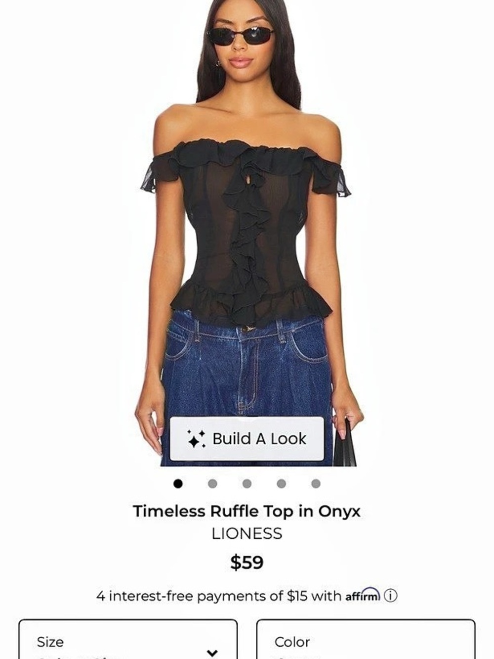 Lioness Timeless Ruffle Top Off Shoulder Ruffle Top in Black Like New